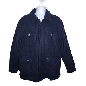 Vintage Chaps Ralph Lauren Heavy Wool Field Jacket Mens Size L Blue Navy